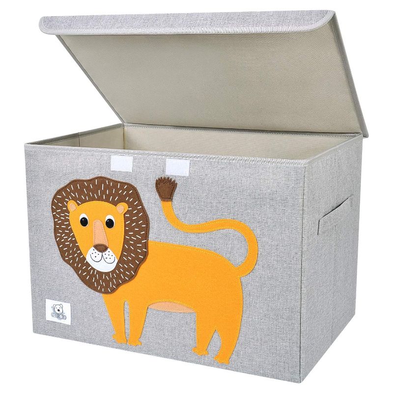 Photo 1 of CLCROBD Foldable Large Kids Toy Chest with Flip-Top Lid, Collapsible Fabric Animal Toy Storage Organizer/Bin/Box/Basket/Trunk for Toddler, Children and Baby Nursery (Lion)
