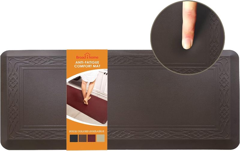 Photo 1 of 24 x 60 Inch Extra Support Anti Fatigue Comfort Kitchen Mat, Waterproof Long Kitchen Runner, Non-Slip Standing Desk Mat, Commercial Pads for Offices, Home, Garages (Bordeaux Coffee, 24'' x 60'')

