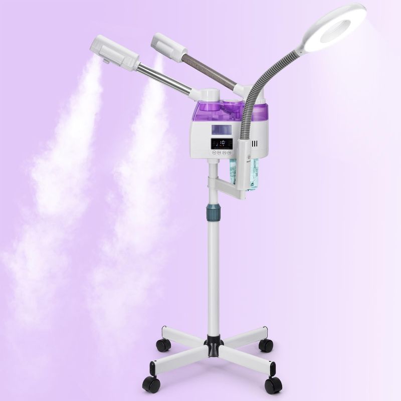 Photo 1 of Facial Steamer, Professional 3 in 1 Facial Steamer with 5X Magnifying LED Lamp, Esthetician Steamer with Hot & Cold Mist, Face Steamer On Wheels for Salon Spa Beauty Skin Care