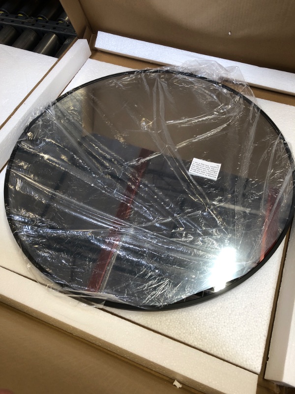 Photo 1 of BEAUTYPEAK 24 Inch Round Mirror, Black Metal Frame Circle Mirror, Wall Mirror for Entryway, Bathroom, Vanity, Living Room, Black Circle Mirror 24 Inch Black