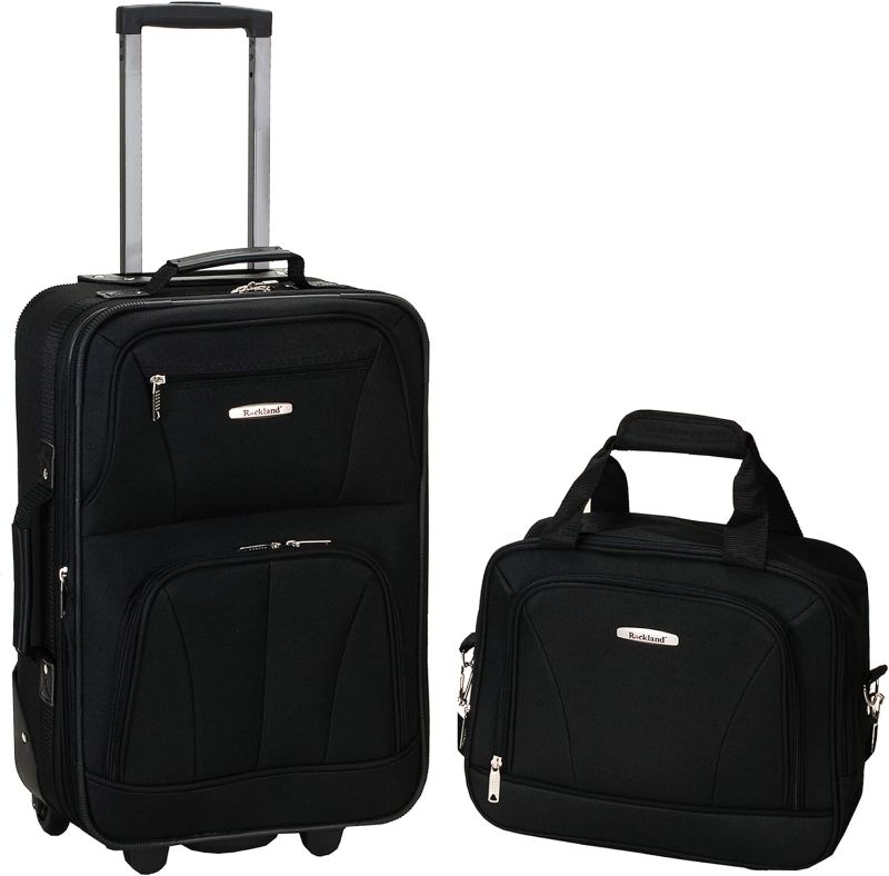 Photo 1 of Rockland Fashion Softside Upright Luggage Set, Expandable, Black, 2-Piece (14/19)

