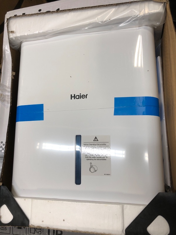 Photo 2 of Haier 35 Pint Portable Dehumidifier, Perfect for Bedroom, Basement & Garage, For High Humidity or Very Damp Areas, Empty Bucket Alarm, Clean Filter Alert & LED Digital Controls, Energy Star, White
