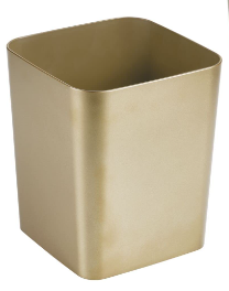 Photo 1 of mDesign Square Shatter-Resistant Plastic Small Trash Can Wastebasket, Garbage Container Bin for Bathrooms, Powder Rooms, Kitchens, Home Offices- Soft Brass Finish