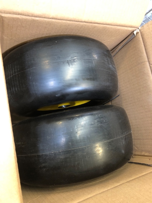 Photo 2 of New 13x6.50-6 Flat-Free Heavy Duty Smooth Tire w/Steel Rim for Commercial Lawn Mower Garden Tractor (Deck?66"), Hub Length 4"-7.1", Bore ?5/8" Grease Oil Infused Bushing, 136506 T161
