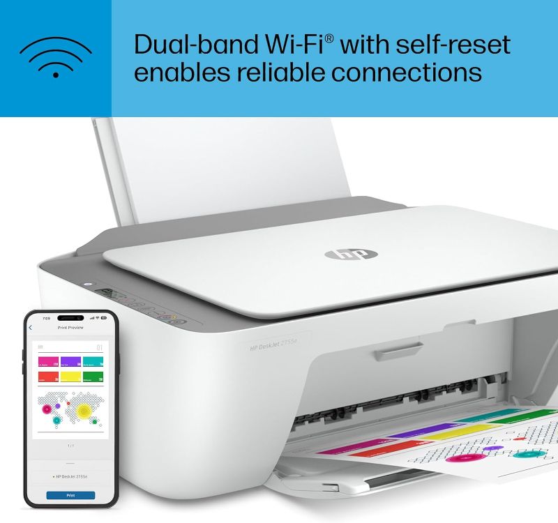 Photo 1 of HP DeskJet 2755e Wireless Color inkjet-printer, Print, scan, copy, Easy setup, Mobile printing, Best-for home, Instant Ink 
