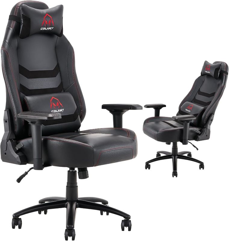 Photo 1 of COLAMY Big and Tall Gaming Chair 400lbs-Racing Style Computer Gamer Chair,Ergonomic Office PC Chair with Thick Seat, Reclining Back, 4D Armrest for Adult Teens, 91311-Black
