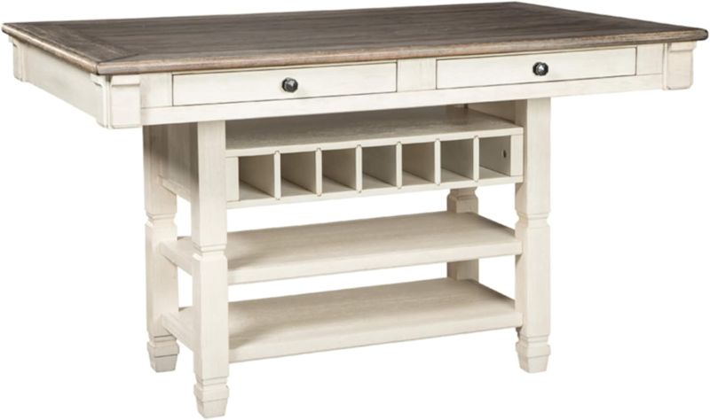Photo 1 of Signature Design by Ashley Bolanburg Farmhouse Counter Height Dining Room Table, White & Brown
