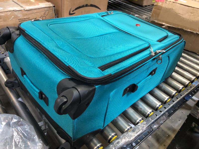 Photo 3 of SwissGear Sion Softside Expandable Roller Luggage, Teal, Checked-Large 29-Inch Checked-Large 29-Inch Teal