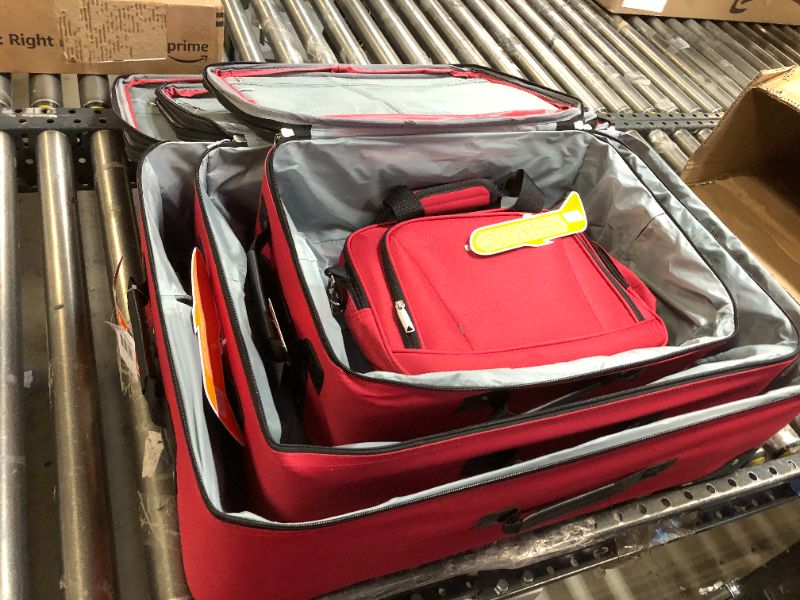 Photo 3 of Rockland Journey Softside Upright Luggage Set, Red, 4-Piece (14/19/24/28) 4-Piece Set (14/19/24/28) Red