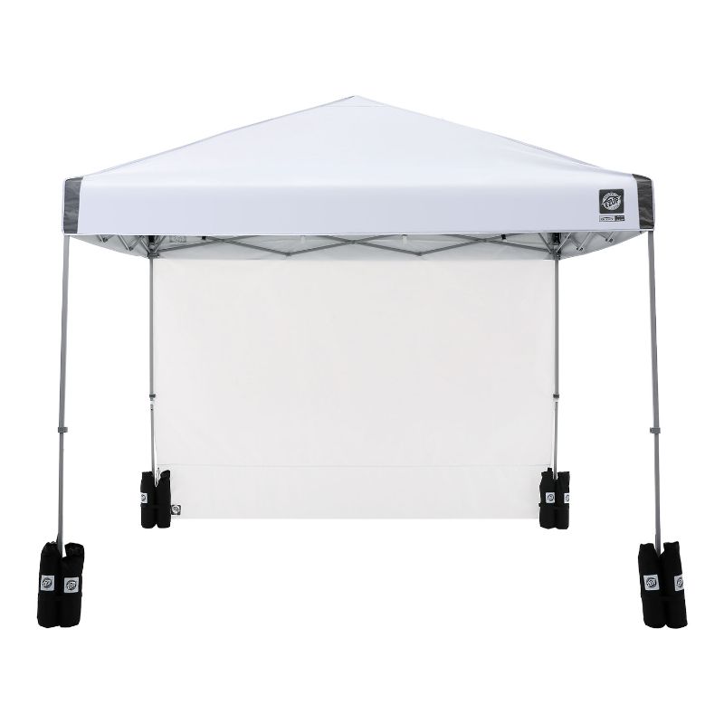 Photo 1 of E-Z UP Regency 10' x 10' Straight Leg Canopy with Side Wall and 4 Weight Bags
