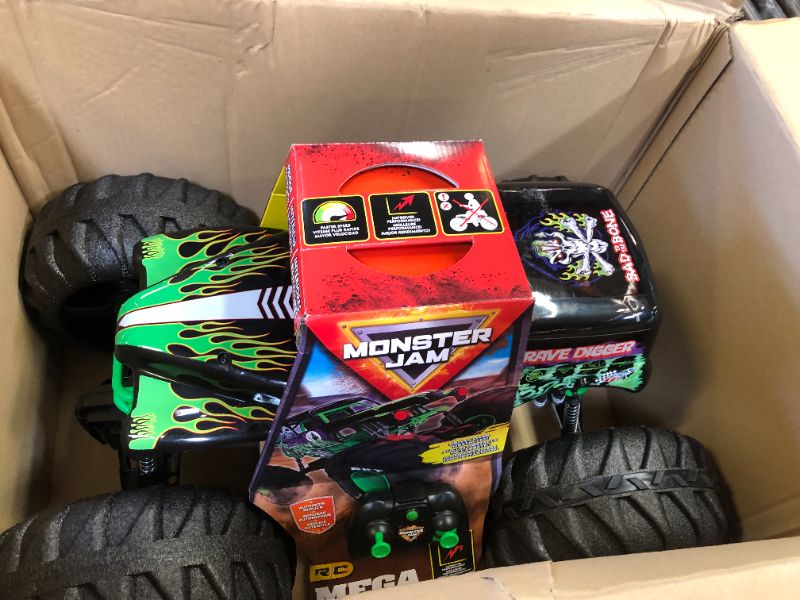 Photo 2 of Monster Jam, Official Mega Grave Digger All-Terrain Remote Control Monster Truck, Over 2 Ft. Tall, 1:6 Scale, Kids Toys for Boys and Girls Ages 4-6+ Mega Grave Digger (V2)