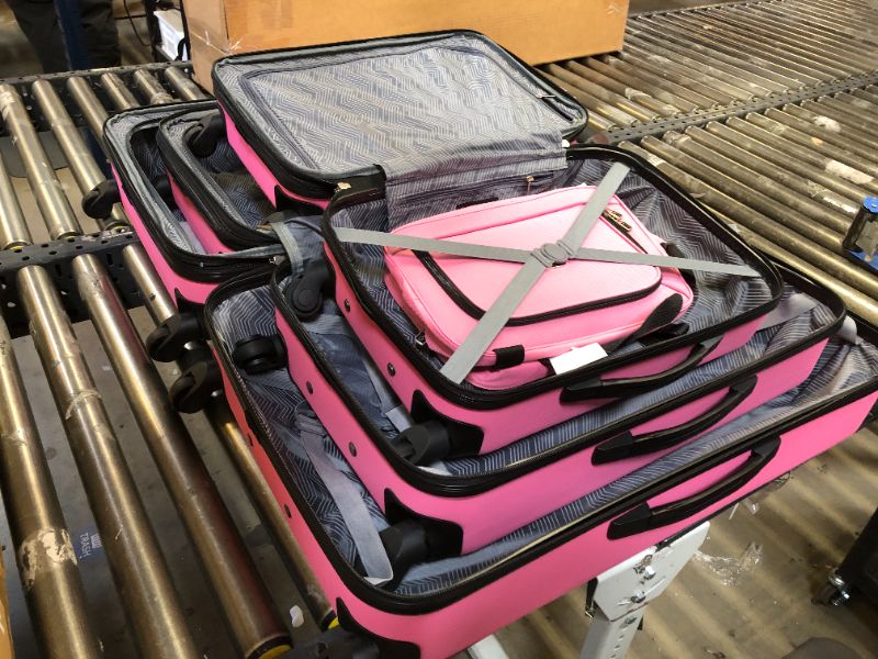 Photo 2 of Travelers Club Chicago Hardside Expandable Spinner Luggage, Hot Pink, 5 Piece Set 5 Piece Set Hot Pink