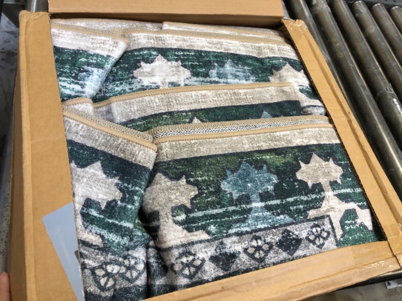 Photo 2 of RUGSURE Washable Area Rugs - Perfect for Living Room, Bedroom, Kids Room, Nursery - Stain & Water Resistant Non-Slip, Pet & Child Friendly, Vintage Tribal Area Rugs (Green, 8' x 10')
