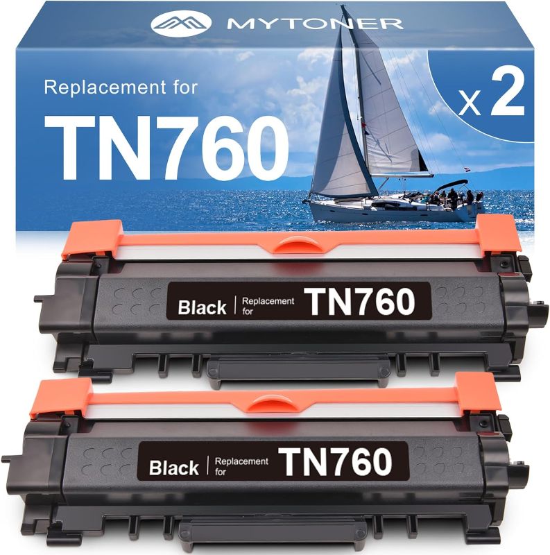 Photo 1 of TN760 TN-730 Toner Cartridge for Brother Printer MYTONER Replacement for TN-730 TN-760 Brother Toner Cartridge Black TN730 High Yield MFC-L2690DW MFC-L2710DW MFC-L2717DW HL-L2350DW HL-L2395DW,2-Pack
