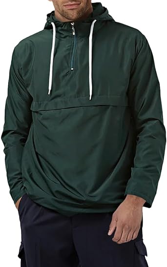 Photo 2 of Gafeng Mens Quarter-Zip Pullover Hoodies Long Sleeve Drawstring Waterproof Sweatshirts Outdoor Sport Jacket