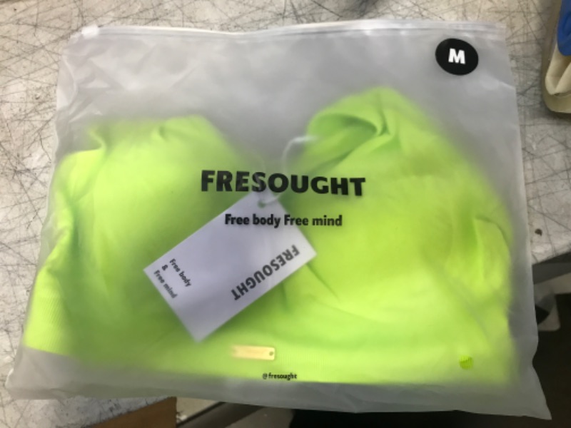 Photo 1 of FRESOUGHT Sports Bras for Women Padded Workout Racerback Tank Tops High Neck Sleeveless Gym Yoga Athletic Crop Top Bra Sz Medium