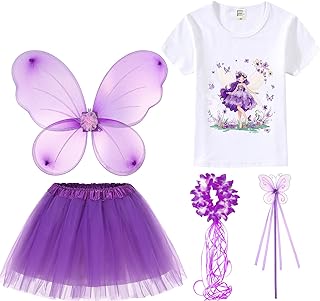 Photo 1 of Gorkonpy Fairy Costume for Girls with Fairy Wings Wand Halloween Party Dress Up Birthday Gifts Sz 5/6 Yrs
