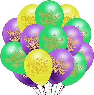 Photo 1 of 50Ct Mardi Gras Party Latex Balloons - Mardi Gras/Carnival Birthday Baby Shower Wedding First Birthday Party Supplies Decorations Favors Home Outdoor Decor https://a.co/d/5I6KXSs