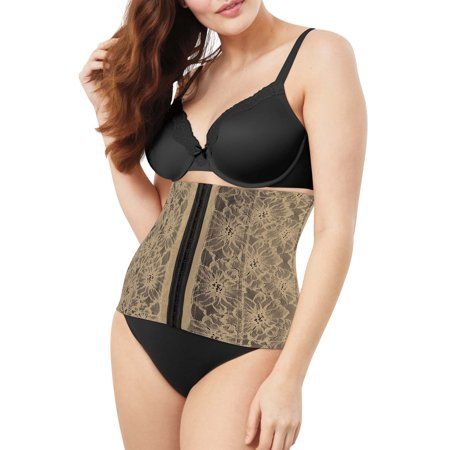 Photo 1 of Maidenform Firm-Control Lace Waist Cincher Shapewear Black W/Body Beige Lining 2XL Women's
