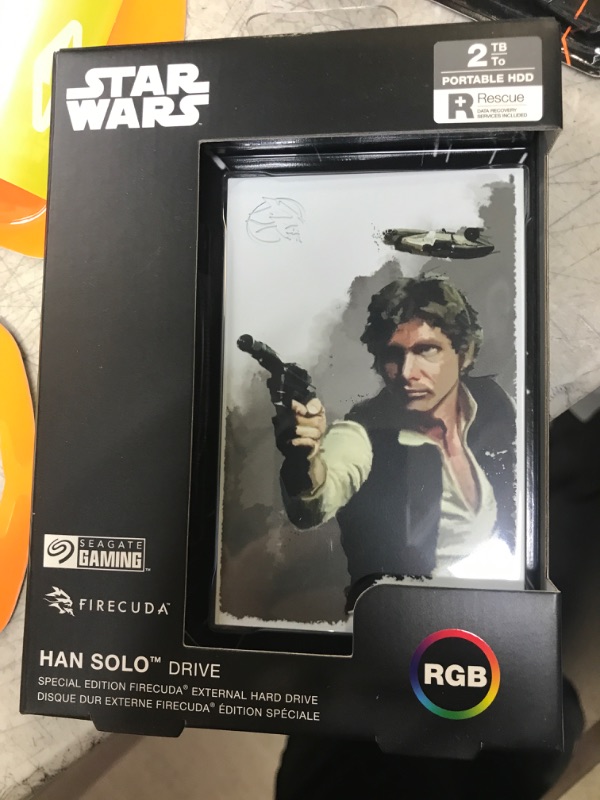 Photo 2 of Seagate Han Solo SE FireCuda External Hard Drive 2TB HDD - USB 3.2, Customizable LED RGB Lighting, White, Works with PC, Mac, Playstation, and Xbox, with 1-Year Rescue Services (STKL2000413) 2TB Han Solo StarWars Edition