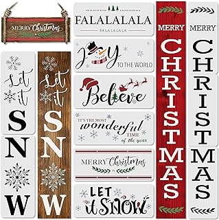 Photo 1 of 11PCS Christmas Stencils for Painting on Wood-Reusable Vertical Merry Christmas&Let it Snow Porch Sign Stencils .Including Falalala/Believe/Let it Snow/Joy to The World Stencil for DIY Crafts https://a.co/d/8oA4XjB