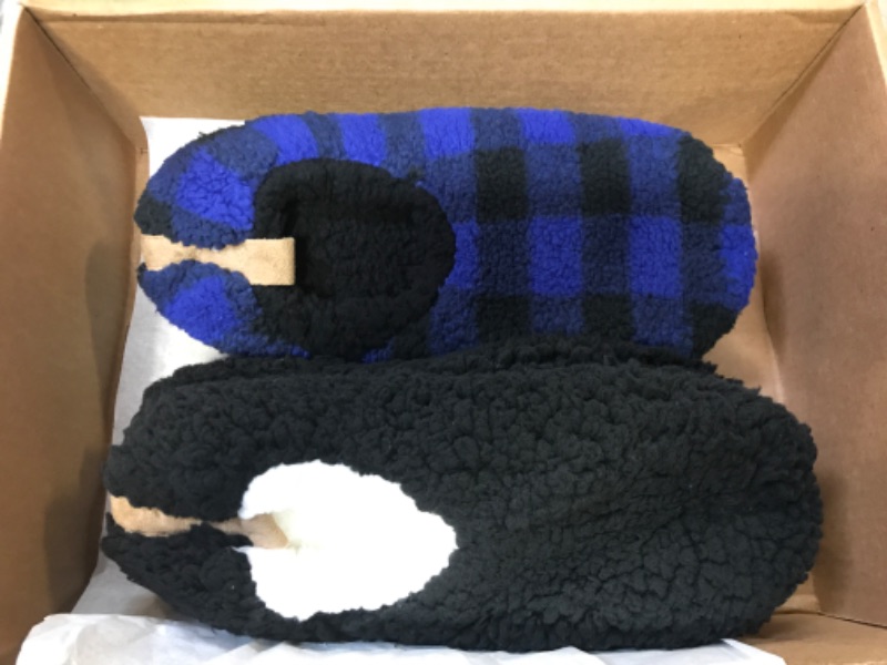 Photo 1 of 2 pack Fuzzy Slippers - Black/Blue - Sz M/L