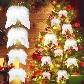 Photo 1 of 16 Pcs Angel Wings Ornament Christmas Feather Hanging Decor, Angel Wings Ornaments for Christmas Tree, Angel Wing Ornament for Xmas DIY Craft Home Wedding Prop Party Decoration https://a.co/d/19AgCJk
