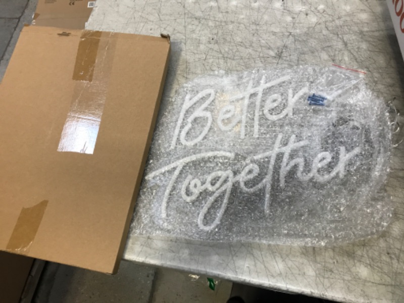 Photo 2 of ATOLS Better Together Neon Sign for Wall Decor, Battery or USB Powered Better Together Led Sign, Reusable Better Together Light Up Sign for Engagement Party, Wedding Decoration, Size-17x13 Inch, Warm White