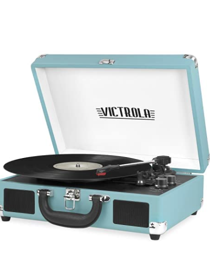 Photo 1 of Victrola Vintage 3-Speed Bluetooth Portable Suitcase Record Player & Vintage Vinyl Record Storage and Carrying Case, Fits All Standard Records - 33 1/3, 45 and 78 RPM, Holds 30 Albums