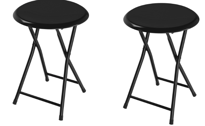 Photo 1 of 18-Inch Folding Bar Stool – Heavy-Duty Padded Portable Stool with 300-Pound Capacity for Dorm, Recreation Room or Game Room by Lavish Home (Black) Set of 2 Black Set of 2