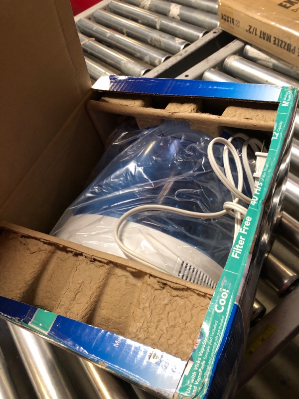 Photo 1 of Vicks Filter-Free CoolRelief Cool Mist Ultrasonic Humidifier, Medium Room, 1.2 Gallon Tank – Visible, Medicated for Baby, Kids and Adults, Works With Vicks VapoPads and VapoSteam