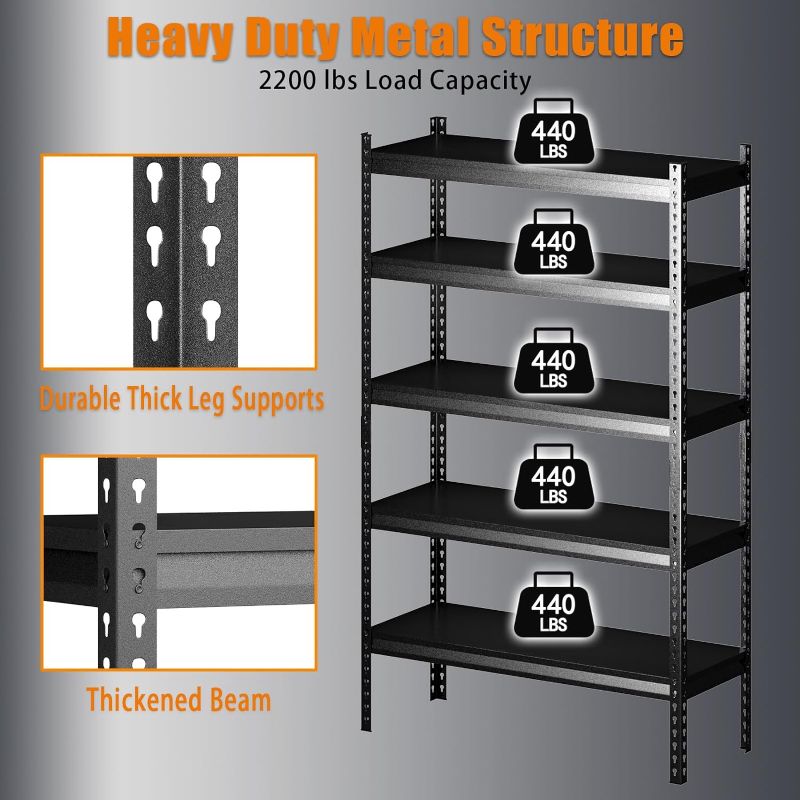 Photo 1 of 5-Tier Garage Shelving Unit Heavy Duty,40”W x 18”D x 72”H All Metal Storage Shelves?2200 lbs Load