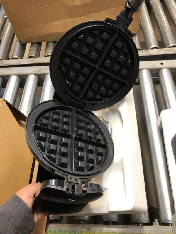 Photo 3 of BELLA Classic Rotating Belgian Waffle Maker with Nonstick Plates, Removable Drip Tray, Adjustable Browning Control and Cool Touch Handles, Black
