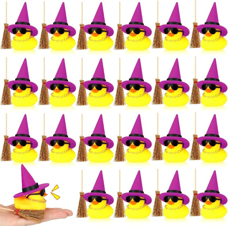 Photo 1 of Jenaai 24 Pcs Halloween Witch Rubber Duckies Bulk with Halloween Witch Hats Witch Brooms Sets Small Bathtub Toys DIY Crafts for Halloween Party Favor Decoration
