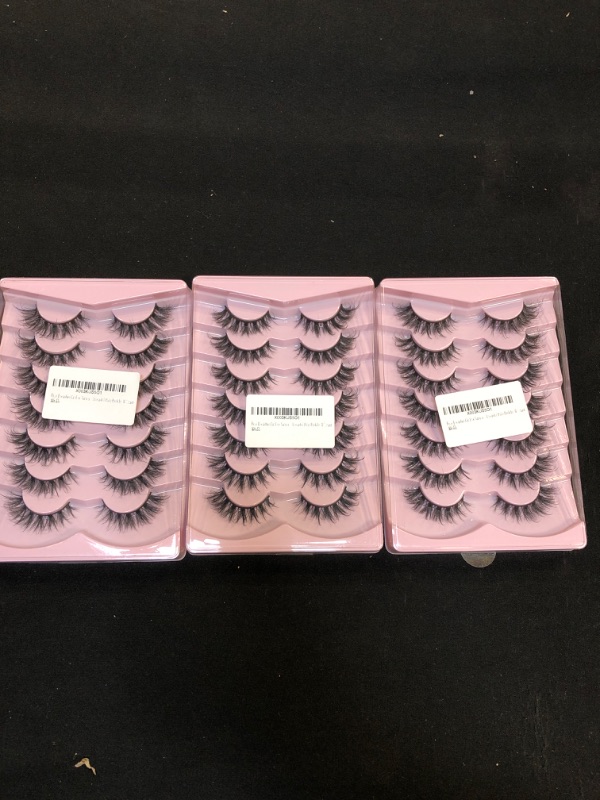 Photo 2 of False Eyelashes Cat Eye Manga Lashes Like Extension Natural Look 3D Wispy Lashes Fluffy Faux Mink Lashes Strips Volume Soft Light Fake Eyelash 7 Pairs Pack by Milllruez Chic-14mm 3pk