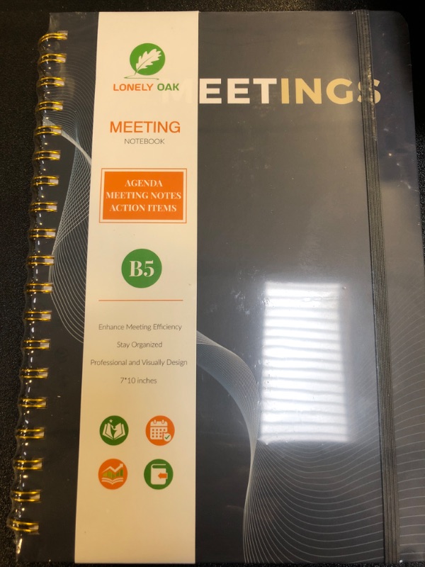 Photo 2 of Meeting Notebook for Work with Action Items, B5 Meeting Agenda Notes, Spiral Project Planner Notebook, Office & Business Meeting Notes Agenda Organizer, 7"x10" (Black) B5 Black