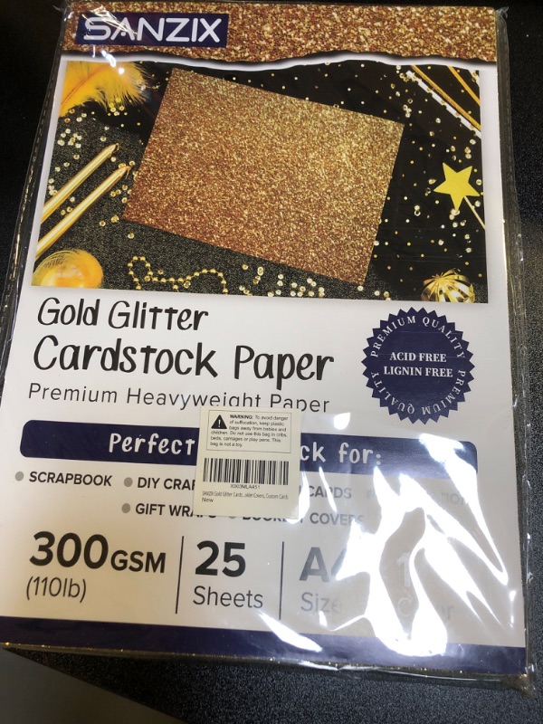 Photo 2 of 25 Sheets Gold Glitter Cardstock - 110lb. 300 GSM - 8.2 x 11.7 Inch Heavyweight Glitter Paper Cardstock for Cricut, Scrapbook, DIY Crafts, Decor, Gift Wraps, Booklet Covers, Custom Cards 8.27x11.7 Inches - 25 Sheets Gold