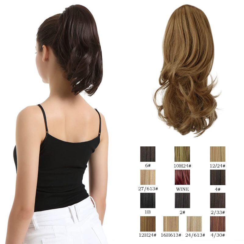 Photo 1 of BARSDAR 13 Inch Claw Clip in Ponytail Hair Extensions Hair Piece Short Curly Synthetic for Girls Women (Light Golden Brown & Pale Golden Blonde) 13 Inch (Pack of 1) Light Golden Brown & Pale Golden Blonde