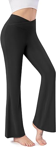 Photo 1 of Fyshipin Women Wide Leg Yoga Pants High Waisted Ribbed Tummy Control Lounge Pants Casual Loose Cozy V-Shaped Flare Athletic Yoga Pant (30" Inseam,XX-Large,Black)
