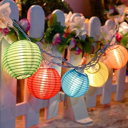 Photo 1 of Romasaty Multicolor Lantern String Lights,Colorful Hanging Lanterns String Light in Home & Garden Decorative Lights for Indoor Outdoor Patio Party Wedding Bedroom Bistro Bar Battery Operated 
