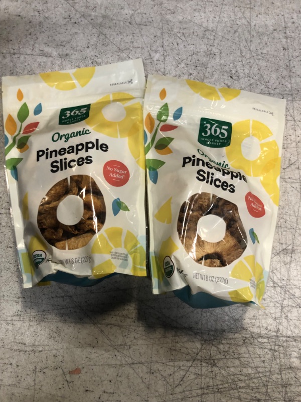 Photo 2 of (PACK OF 2) 365 by Whole Foods Market, Organic Unsweetened Dried Pineapple, 8 Ounce (BB 12/06/23)