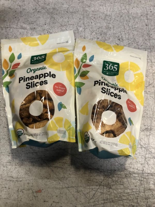 Photo 1 of (PACK OF 2) 365 by Whole Foods Market, Organic Unsweetened Dried Pineapple, 8 Ounce (BB 12/06/23)