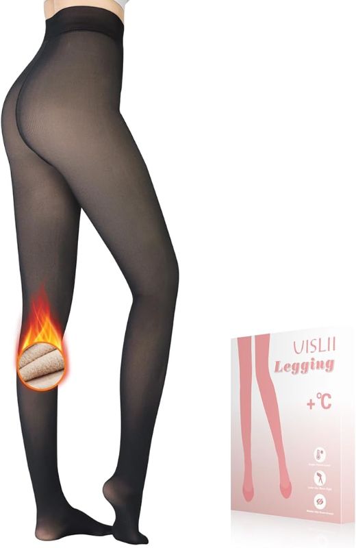 Photo 1 of  Fleece Lined Tights Women, Warm Pantyhose leggings Women,Fake Translucent Thermal Skin Colored Tights for Winter