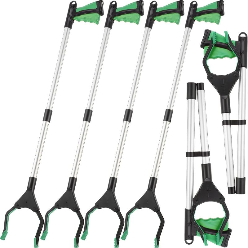 Photo 1 of 6 Pack Grabber Reacher Tool for Elderly, 32" Foldable Pick Up Stick Grabbers Long Handy Mobility Aids Lightweight Reaching Tool for Trash Claw Pick Up Stick Litter Picker Arm Extension (Green)
