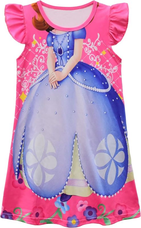 Photo 1 of AOVCLKID Little Girls Princess Costume Girls Casual Cartoon Printed Dress
(5-6X, ROSE 6)