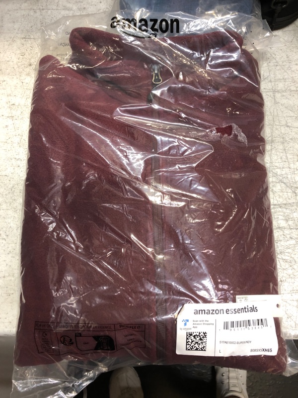 Photo 2 of Amazon Essentials Men's Full-Zip Fleece Jacket (Available in Big & Tall) Polyester Burgundy Large