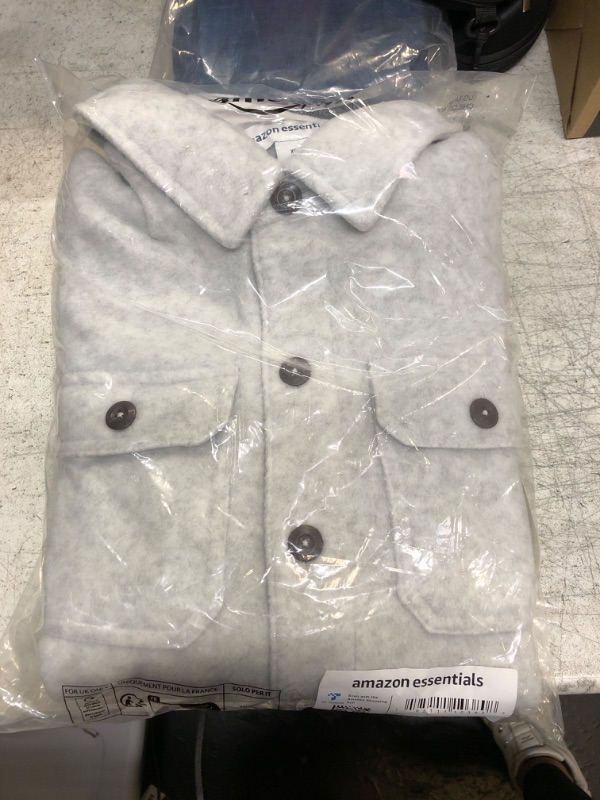 Photo 2 of Amazon Essentials Men's Long-Sleeve Polar Fleece Shirt Jacket X-Small Light Grey Heather