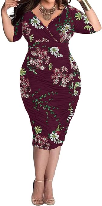 Photo 1 of POSESHE Women's Plus Size Sexy Bodycon Party Dress Long Sleeve Midi Club Dresses
SIZE 4XL