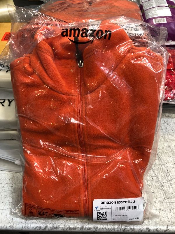 Photo 2 of Amazon Essentials Men's Full-Zip Fleece Jacket (Available in Big & Tall) Polyester Orange X-Small