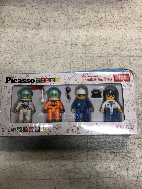 Photo 2 of Picasso Toys Magnetic Character Action Figures 4 Piece Astronaut for Building Block Tile Toddler Toy Set Magnet Expansion Pack Age 3 and up Educational STEM Learning Pretend Playset Construction PTA17